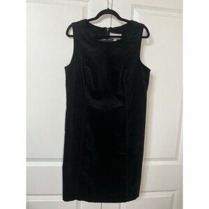 Y2K Esprit Shift Dress Womens Black Cotton Velvet Goth Vintage Neutral Fairy